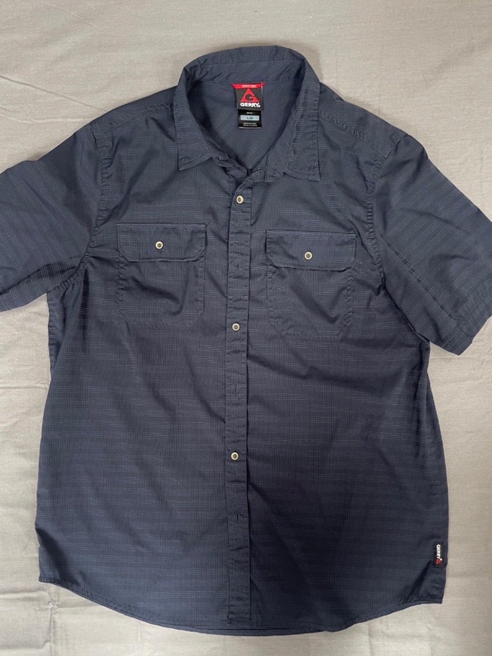 Gerry Short-Sleeve, Large Navy Blue Camp Shirt